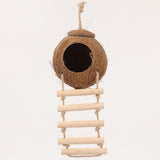 Maxbell Bird Coconut Hide with Ladder Birds Hut Bird Cage for Canary Lovebird Parrot
