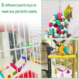 Maxbell 3Pcs Bird Swing Toys Hanging Wooden Ladder for Budgerigar Parakeet Cockatoos