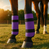 Maxbell 2Pcs Horse Fly Boots Large Breathable Fly Leggings for Jumping Sports Riding Purple