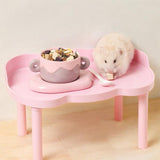 Maxbell Hamster Play Platform Sturdy Small Animals Platform for Food Bowl Small Pets Pink