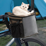 Maxbell Bike Pet Basket Carrier Foldable Bike Front Cat Bag for Small Medium Cat Dog Brown
