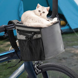 Maxbell Bike Pet Basket Carrier Foldable Bike Front Cat Bag for Small Medium Cat Dog Light Gray