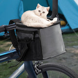 Maxbell Bike Pet Basket Carrier Foldable Bike Front Cat Bag for Small Medium Cat Dog Dark Gray