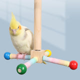 Maxbell Bird Stand Perch Toy Wooden Exercise Wheel Parrot Toy for Conures Cockatiels