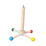 Maxbell Bird Stand Perch Toy Wooden Exercise Wheel Parrot Toy for Conures Cockatiels