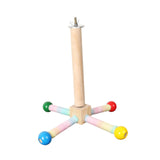 Maxbell Bird Stand Perch Toy Wooden Exercise Wheel Parrot Toy for Conures Cockatiels