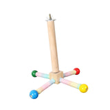 Maxbell Bird Stand Perch Toy Wooden Exercise Wheel Parrot Toy for Conures Cockatiels