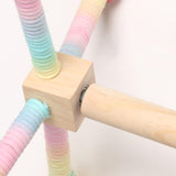 Maxbell Bird Stand Perch Toy Wooden Exercise Wheel Parrot Toy for Conures Cockatiels