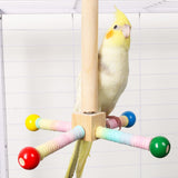 Maxbell Bird Stand Perch Toy Wooden Exercise Wheel Parrot Toy for Conures Cockatiels