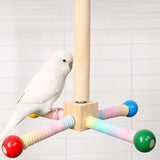 Maxbell Bird Stand Perch Toy Wooden Exercise Wheel Parrot Toy for Conures Cockatiels
