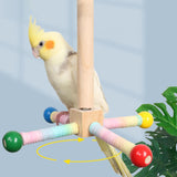 Maxbell Bird Stand Perch Toy Wooden Exercise Wheel Parrot Toy for Conures Cockatiels