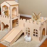Wooden Guinea Pig House Indoor Bunny House for Lemmings Syrian Hamsters Mice