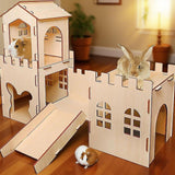 Wooden Guinea Pig House Indoor Bunny House for Lemmings Syrian Hamsters Mice