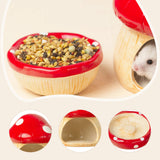 Maxbell Ceramic Hamster House Nest with Feeding Bowl for Ferret Squirrels Chinchilla Red