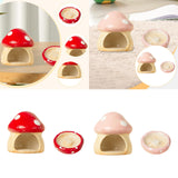Maxbell Ceramic Hamster House Nest with Feeding Bowl for Ferret Squirrels Chinchilla Red