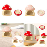 Maxbell Ceramic Hamster House Nest with Feeding Bowl for Ferret Squirrels Chinchilla Red