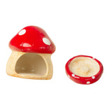 Maxbell Ceramic Hamster House Nest with Feeding Bowl for Ferret Squirrels Chinchilla Red