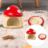 Maxbell Ceramic Hamster House Nest with Feeding Bowl for Ferret Squirrels Chinchilla Red