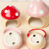 Maxbell Ceramic Hamster House Nest with Feeding Bowl for Ferret Squirrels Chinchilla Pink