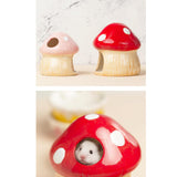 Maxbell Ceramic Hamster House Nest with Feeding Bowl for Ferret Squirrels Chinchilla Pink