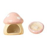 Maxbell Ceramic Hamster House Nest with Feeding Bowl for Ferret Squirrels Chinchilla Pink