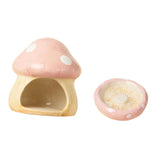 Maxbell Ceramic Hamster House Nest with Feeding Bowl for Ferret Squirrels Chinchilla Pink