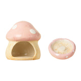 Maxbell Ceramic Hamster House Nest with Feeding Bowl for Ferret Squirrels Chinchilla Pink