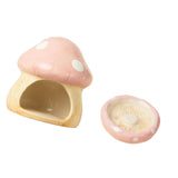 Maxbell Ceramic Hamster House Nest with Feeding Bowl for Ferret Squirrels Chinchilla Pink