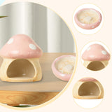 Maxbell Ceramic Hamster House Nest with Feeding Bowl for Ferret Squirrels Chinchilla Pink