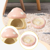 Maxbell Ceramic Hamster House Nest with Feeding Bowl for Ferret Squirrels Chinchilla Pink
