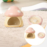 Maxbell Ceramic Hamster House Nest with Feeding Bowl for Ferret Squirrels Chinchilla Pink