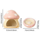 Maxbell Ceramic Hamster House Nest with Feeding Bowl for Ferret Squirrels Chinchilla Pink