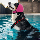 Maxbell Dog Ear Cover Ear Wrap Bath Ear Protective  Bath Swim Cap M Rose Red