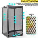 Snake Alumuninum Screen Cage 360 Degree View Easy Assembly Reptile Terrarium 43x43x66cm