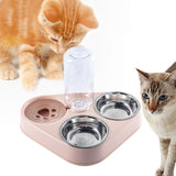 Maxbell Automatic Pet Feeder Drinking Compact Cats Feeder for Puppy Bunny Pink