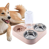Maxbell Automatic Pet Feeder Drinking Compact Cats Feeder for Puppy Bunny Pink