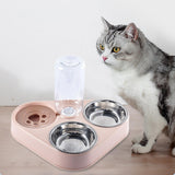 Maxbell Automatic Pet Feeder Drinking Compact Cats Feeder for Puppy Bunny Pink