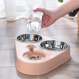 Maxbell Automatic Pet Feeder Drinking Compact Cats Feeder for Puppy Bunny Pink