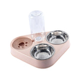 Maxbell Automatic Pet Feeder Drinking Compact Cats Feeder for Puppy Bunny Pink