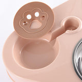Maxbell Automatic Pet Feeder Drinking Compact Cats Feeder for Puppy Bunny Pink