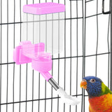 Maxbell Bird Waterer Cage Mounted Bird Cage Feeder for Pet Parrot Parakeet Lovebirds Pink