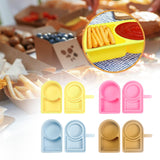Maxbell Silicone Snack Container Portable Double Compartment for Kitchen Fruits Work Yellow