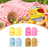 Maxbell Silicone Snack Container Portable Double Compartment for Kitchen Fruits Work Yellow
