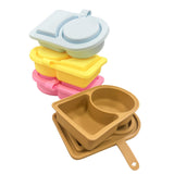 Maxbell Silicone Snack Container Portable Double Compartment for Kitchen Fruits Work Yellow