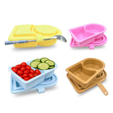 Maxbell Silicone Snack Container Portable Double Compartment for Kitchen Fruits Work Yellow