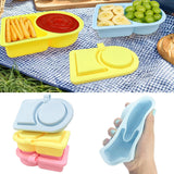 Maxbell Silicone Snack Container Portable Double Compartment for Kitchen Fruits Work Yellow