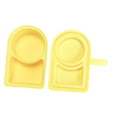 Maxbell Silicone Snack Container Portable Double Compartment for Kitchen Fruits Work Yellow