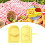 Maxbell Silicone Snack Container Portable Double Compartment for Kitchen Fruits Work Yellow