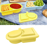 Maxbell Silicone Snack Container Portable Double Compartment for Kitchen Fruits Work Yellow