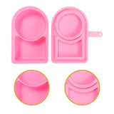 Maxbell Silicone Snack Container Portable Double Compartment for Kitchen Fruits Work Pink